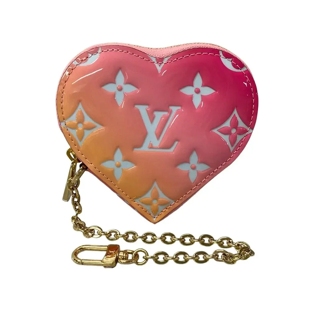 Louis Vuitton Porte Monnaie Coeur Monogram Vernis Coin Case M64167 Pink White